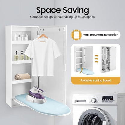 Wall Mount Ironing Board Cabinet, 14 * 8.1 * 37.5inch Built-in Swivel Ironing - Image 5
