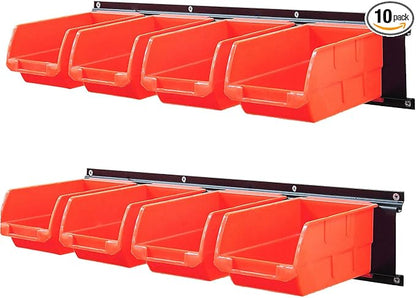 Wallmaster 8-Bin Storage Bins Garage Rack System 2-Tier Orange Tool Organizers by Wallmaster
