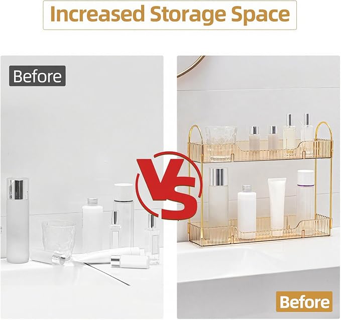 YCIA&DONE 2 Tiers Narrow Vanity Makeup Organizer, Bathroom Organizers - Image 2