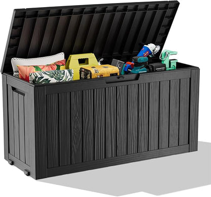 75 Gallon Large Deck Box, Resin Outdoor Storage Box by OutdoorLivingPerfected