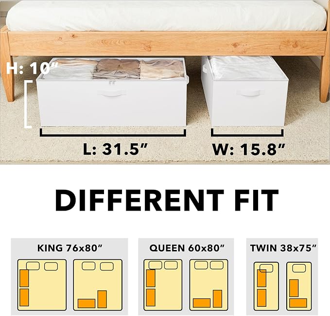 SpaceAid 2 Pack 10" High Under Bed Storage Containers, Large Underbed Storage - Image 4
