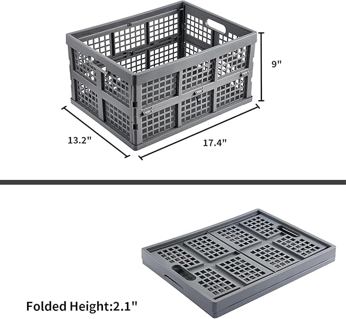 3-Pack Plastic Collapsible Storage Crates-30L, Foldable Plastic Crates - Image 3