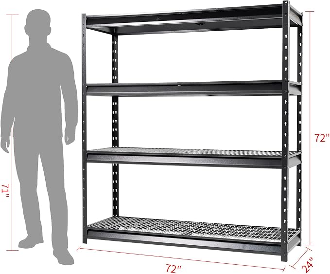 The Atlas 72" W Heavy Duty Garage Shelving Load 8000 Lbs, 4 Tier Metal Storage - Image 2
