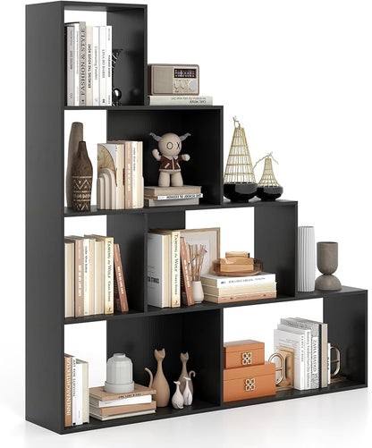 Tangkula 4-Tier Stepped Bookshelf, Freestanding 6 Cubes Ladder Bookcase by TANGKULA