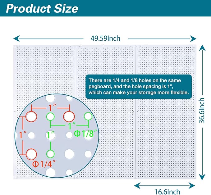 Pegboard Rack Garage Storage Steel Horizontal PegBoard Pack, Steel Pegboard - Image 2