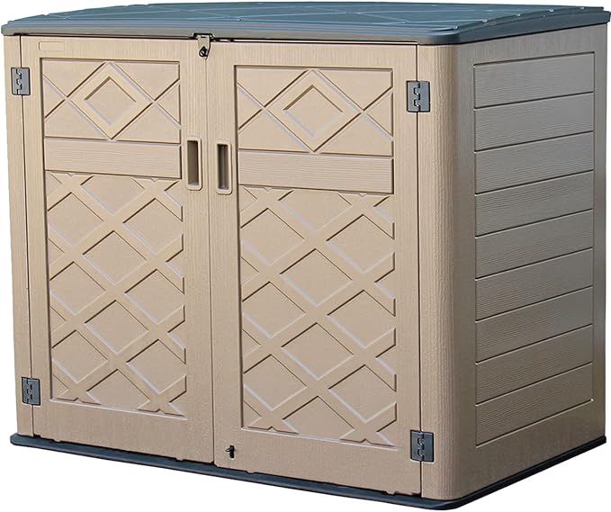 Large Horizontal Storage Sheds, 38 cu.ft Resin Garden Shed Weather Resistance by Mrosaa