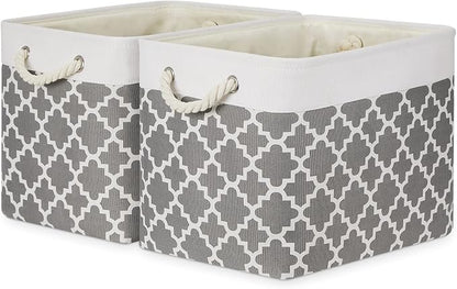 Bidtakay Large Fabric Storage Basket Set of 2 Collapsible Rectangle Basket by BidtakayBaskets