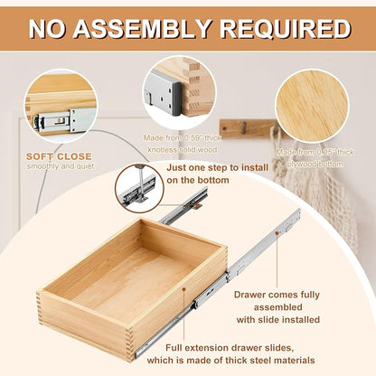 Menkxi 2 Set Pull out Tray Cabinet Organizer Wooden Pull Drawers storage Slide - Image 3
