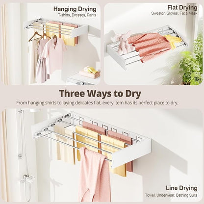 Wall Mounted Clothes Drying Rack Folding Indoor, Foldable Laundry Drying Rack - Image 7