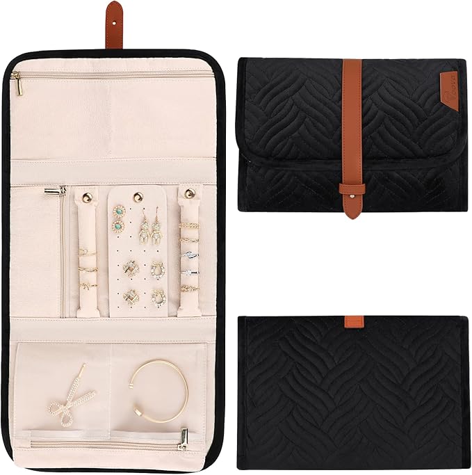 Voova Travel Jewelry Holder Organizer Case, Large Jewelry Storage Bag - Image 5