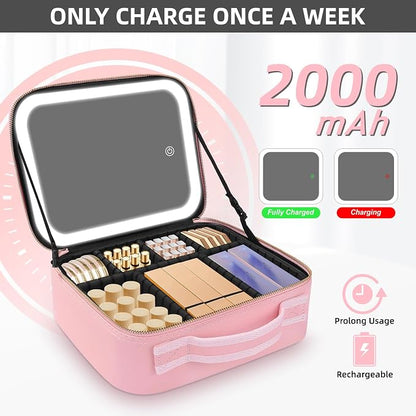 Makeup Case with Mirror and Lights, Travel Makeup Bag with Lighted Mirror - Image 4