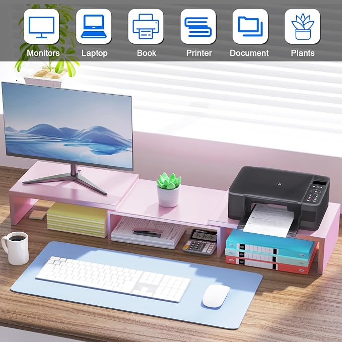 Dual Monitor Stand for Desk, Metal Monitor Riser - Image 3