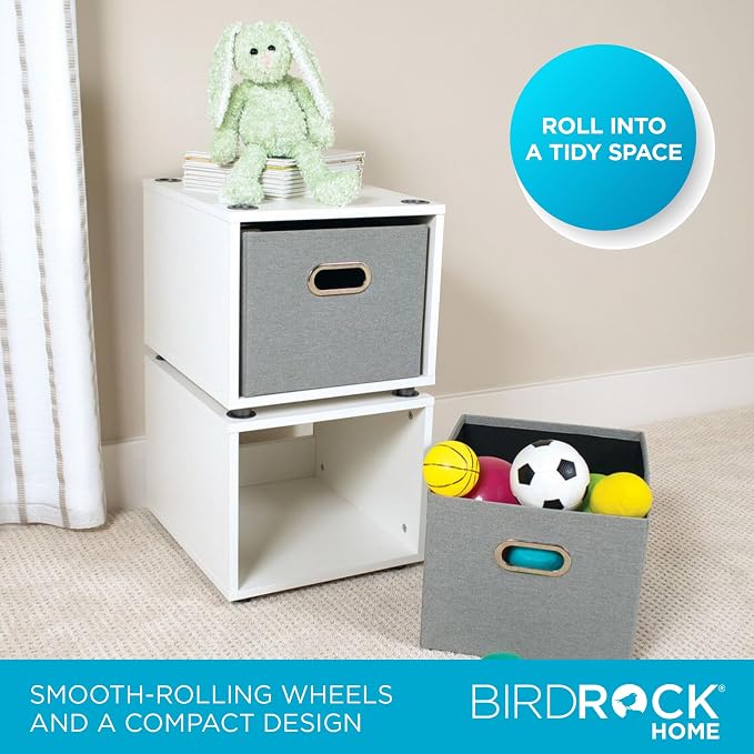 BIRDROCK HOME Rolling File Cabinet – Decorative Storage Shelf w/Removable Bins - Image 5