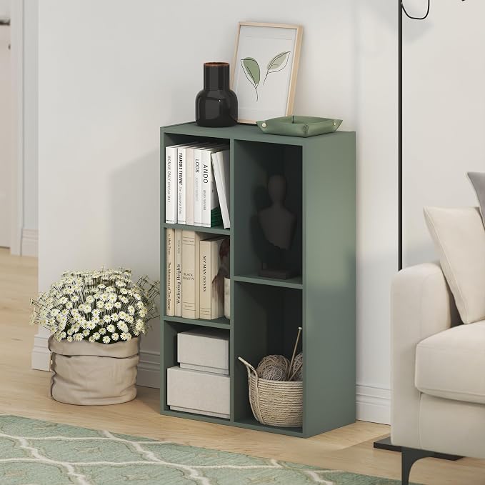 Furinno LUDER Book Shelf, 5-Cube Bookshelf, Reversible Bookcase, 9.4" x 19.5" x - Image 2