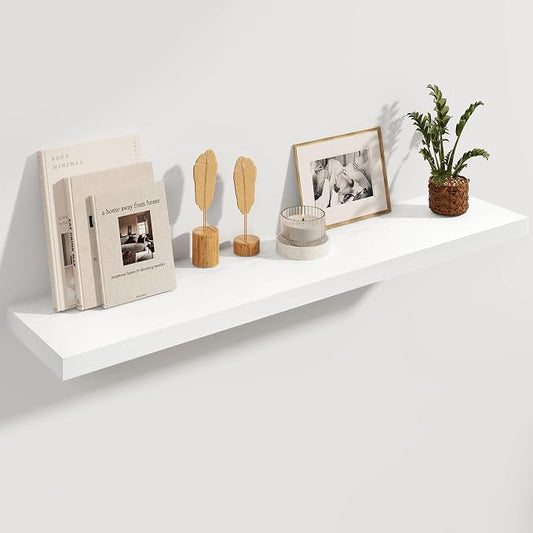 White Floating Shelves 48 Inch Long, 8 Deep Floating Shelves by FunMemories