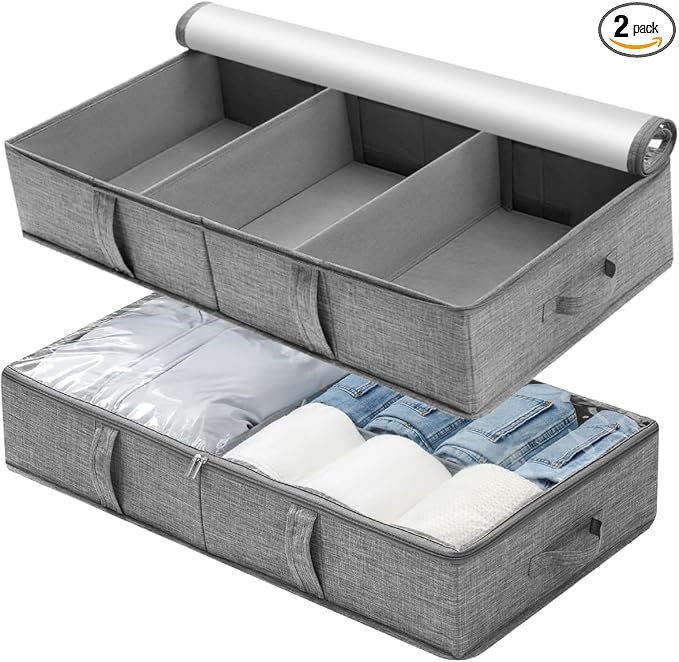 2 Packs Under Bed Storage Containers, Foldable Clothes Draw Organizers by Gurajo