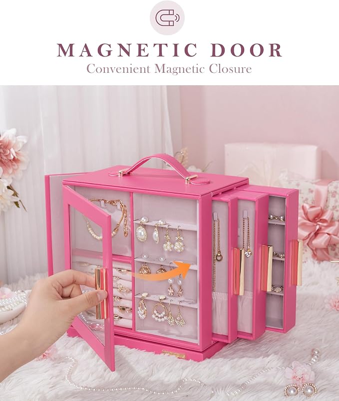 Homde Christmas Gifts Jewelry Box 360° Rotating, Necklace Earring Organizer - Image 7