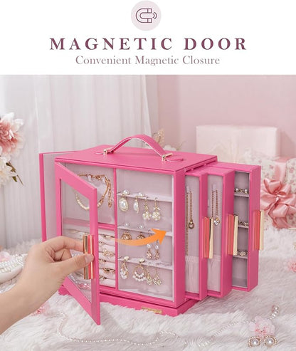 Homde Christmas Gifts Jewelry Box 360° Rotating, Necklace Earring Organizer - Image 7