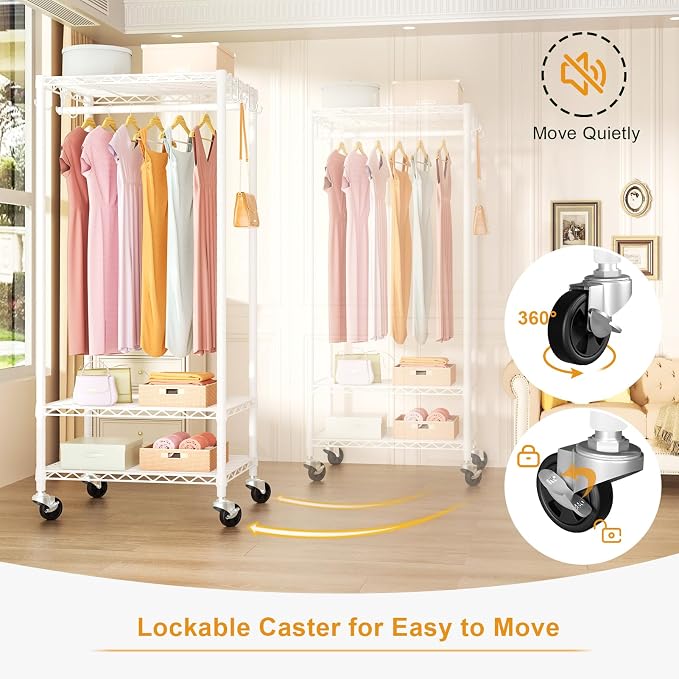 FUTASSI P6 Mini Rolling Clothes Rack Heavy Duty, Clothing Racks - Image 5