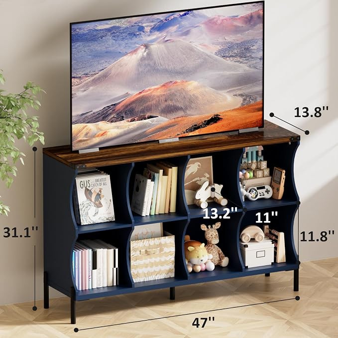 8 Cube Storage Shelf Organizer, Low Book Shelf Bookcase Entryway Table - Image 2