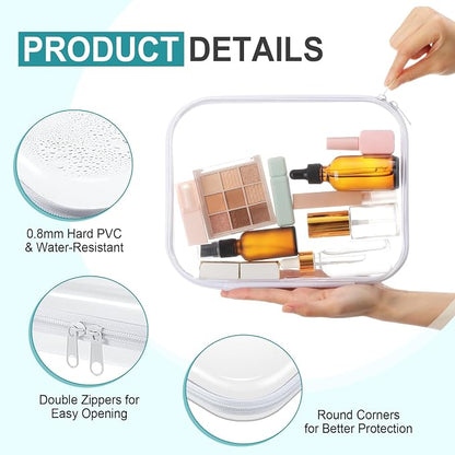 Hoolerry 4 Pcs Hard Clear Zipper Case Makeup Bags Plastic Pencil Pouch - Image 3