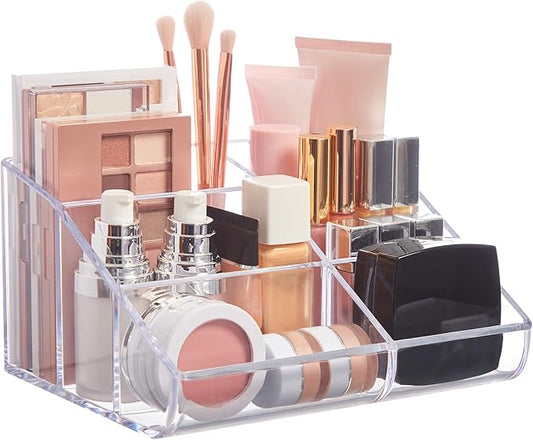 STORi Clear Plastic Vanity Makeup Organizer | 6-Compartment Holder by STORi