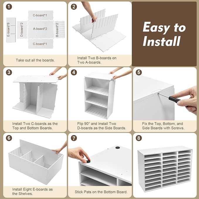 27 Compartments Literature Organizer, Desktop File Sorter Mail Center Paper - Image 3