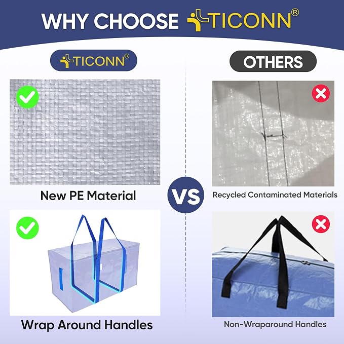 TICONN 2 Pack Extra Large Moving Bags - Image 2
