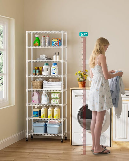 8 Tier Adjustable Storage Shelves Heavy Duty Metal Shelf Wire Shelving Unit - Image 2
