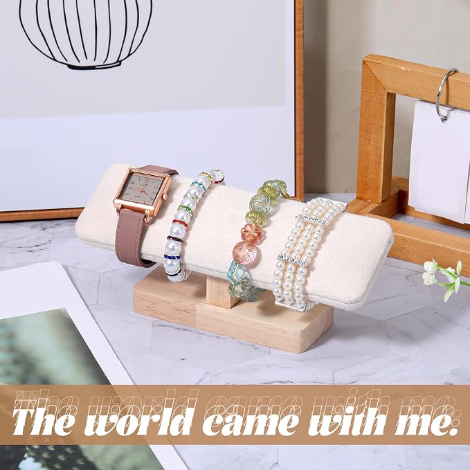Wooden Watch Display Stand Wood T-Bar Bracelet Display Stand Jewelry Organizer - Image 3