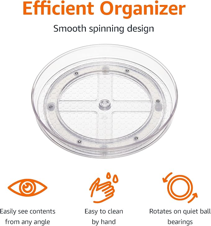 Amazon Basics Clear Lazy Suzan Turntable Organizer - Image 2