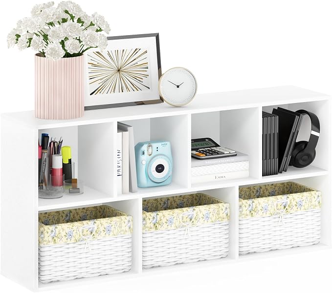 Furinno LUDER Book Shelf, 7-Cube Bookshelf, 9.4 x 19.5 x 41.7, - Image 6