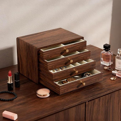GENUINED Large Black Walnut Wooden Jewelry Box, High End Solid Wood Jewelry - Image 7