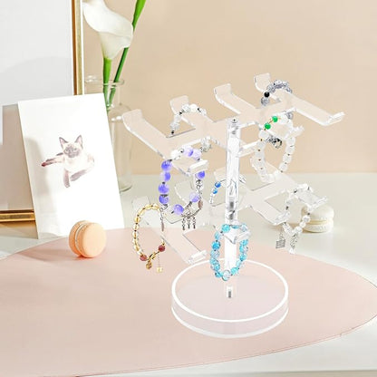 Bigfety Bracelet Holder Organizer, 2 Tier Acrylic Bracelet Display Stand - Image 4