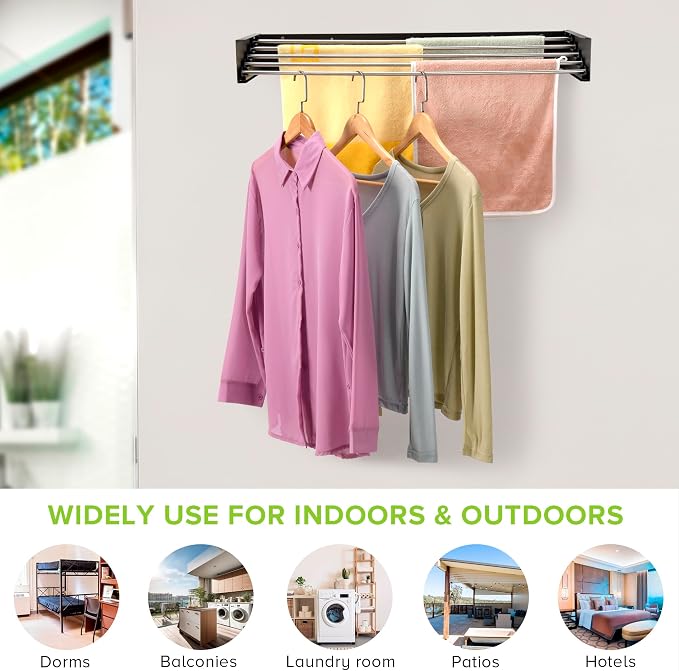 Wall Mounted Laundry Drying Rack, Retractable Clothes Drying Rack - Image 6