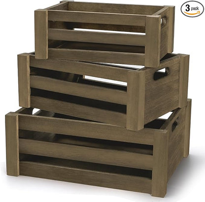 Lawei Set of 3 Wood Nesting Storage Crates by ENJOYEVERYMOMENT