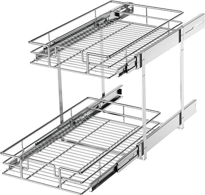LOVMOR 2 Tier Individual Pull Out Cabinet Organizer 11½" W x 21½" D, Slide Out by LOVMOR