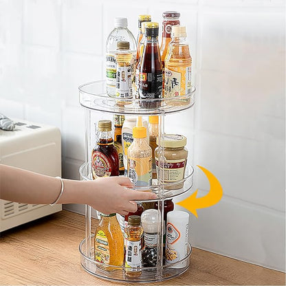 URALFA 3 Tier Bathroom Lazy Susan Organizer, 9 Inch Clear Rotating Makeup - Image 2