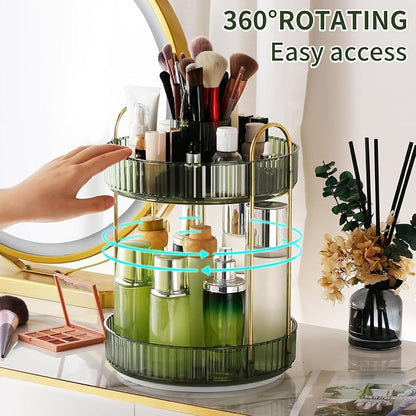 360° Rotating Makeup Organizer, Large-Capacity Skincare Make Up Storage 2 Tier - Image 4