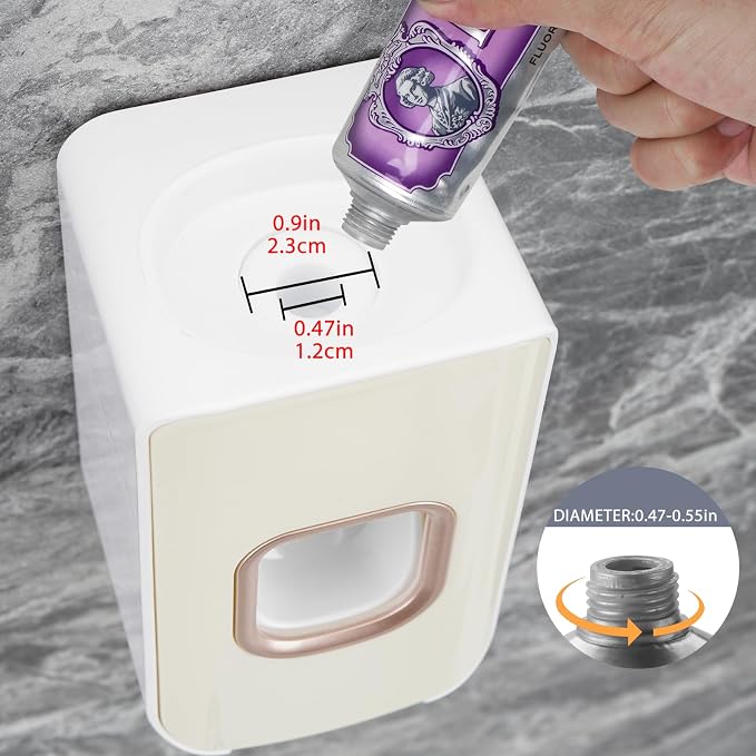 2 Slot Toothbrush Holder and Toothpaste Dispenser Wall Mounted, Automatic - Image 3