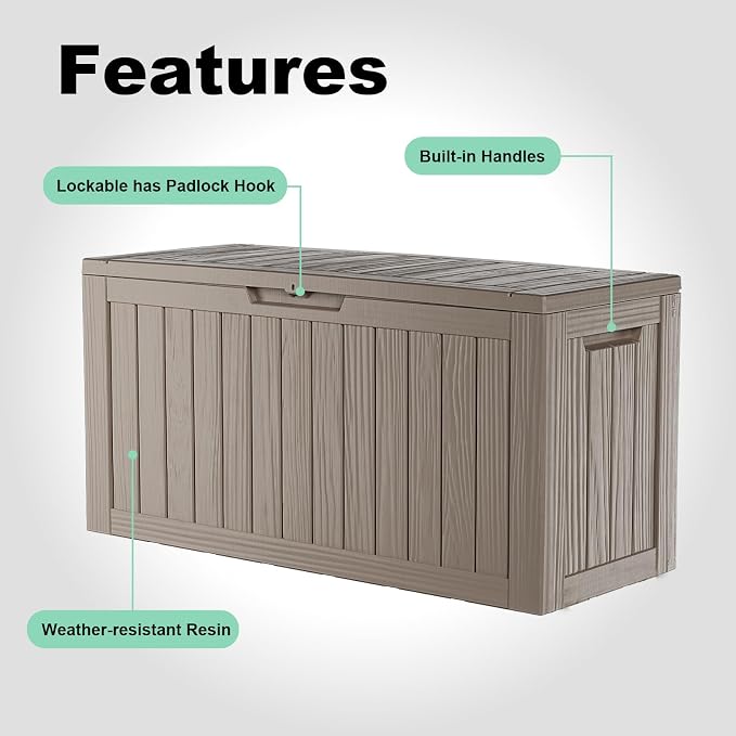 90 Gallon Deck Box, Resin Outdoor Storage Box - Image 4