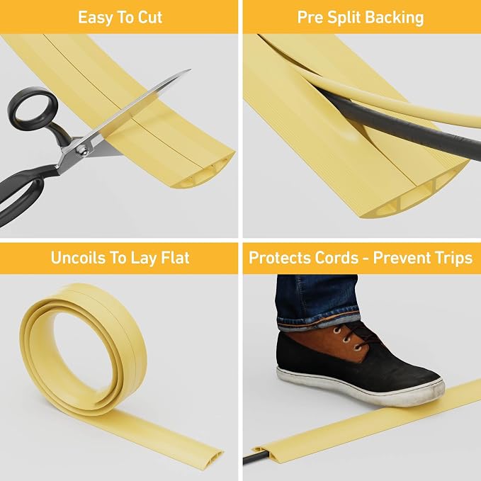 D-Line 6ft Floor Cord Cover, Floor Cable Protector, Extension Cord Cover - Image 2