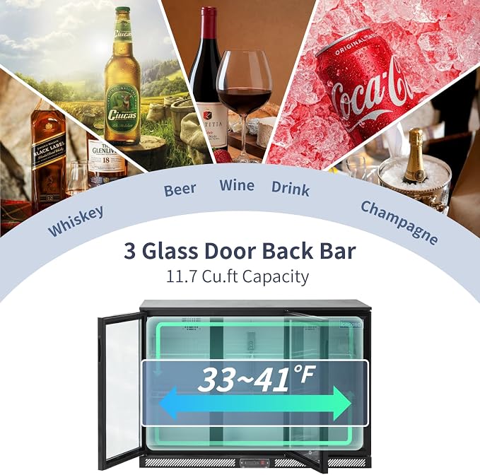 ICECASA 52.6" W Beverage Refrigerators 3 Glass Door Back Bar Refrigerator - Image 2