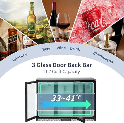 ICECASA 52.6" W Beverage Refrigerators 3 Glass Door Back Bar Refrigerator - Image 2