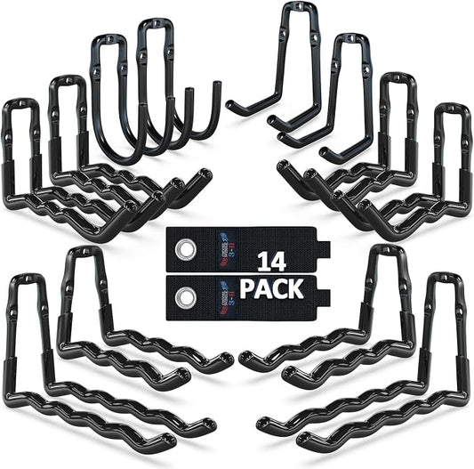 3-H Heavy Duty Garage Hooks 14 Pack, One-Piece Construction Garage Wall Hooks by 3-H