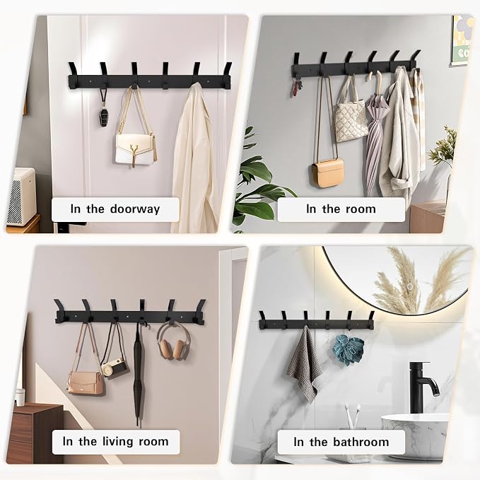 2 Pack Coat Rack Wall Mount, 17.3 in Wall Hooks - Image 6