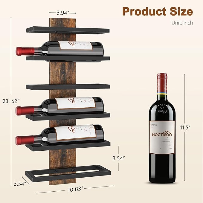 Hoctieon 6 Tier Wall Mount Wine Rack, Wall Mounted Wine Bottle Racks - Image 8