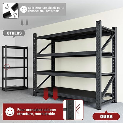 48" W Storage Shelves, 3000LBS Garage Shelving Heavy Duty Metal Adjustable - Image 4