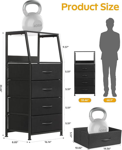 Dresser for Bedroom, Fabric Nightstand Tall Dresser & Chests of Drawers - Image 3
