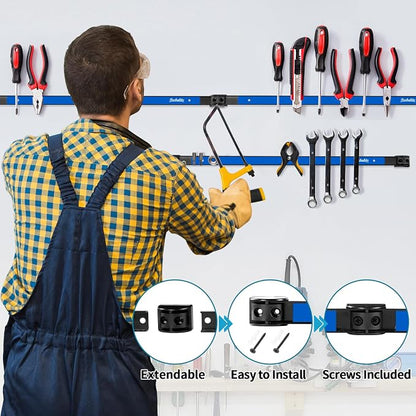4 Pieces 12" Magnetic Tool Holder Strip, Metal Tool Organizer Rack - Image 3